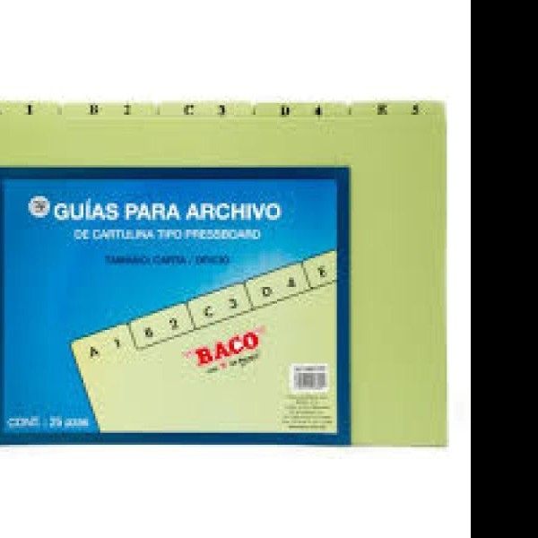 GUIA ARCHIVO ALFANUM. OFI. SOJILLO VDE. CL. BACO E.1